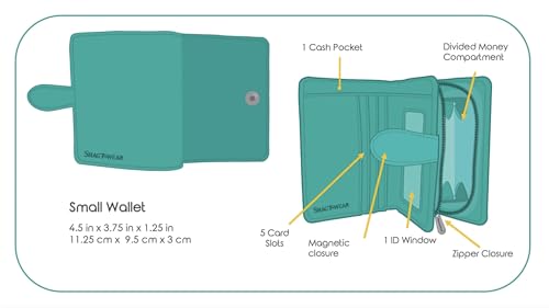 Shag Wear Woodland Forest Animal Friends Charming Small Wallet for Women and Teen Girls Vegan Faux Leather Black 4.5"3