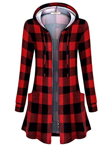 Image of Miusey Womens Zip Up Long Hoodie Jacket Lightweight Tunic Sweatshirt Open Front Cardigan