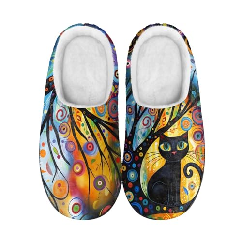 Jeiento Cute Cat Closed Toe Slipper for Women House Shoes Ladies Home Indoor Slippers