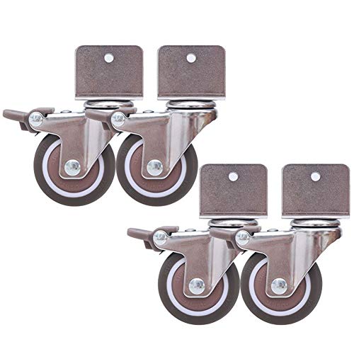 GINVF Juego de 4 Ruedas giratorias para cunas, con Soporte Tipo U, Ruedas de Goma de 2 in de 50 mm con Frenos, Mudo, rodamientos de Bolas, Capacidad 80 kg, con Tornillos (16-25 mm) (Size : 16mm)