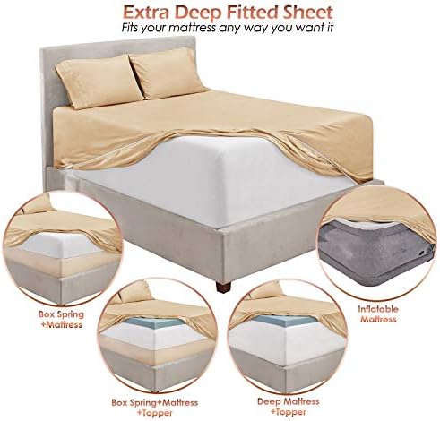 Hearth & Harbor Bed Linen Set - Queen Size, 6 Piece, Extra Deep Pocket, Cream, Microfiber - Thumbnail 2