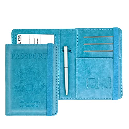 YIXXI-Passport-and-Vaccine-Card-Holder-Combo-PU-Leather-Rfid-Blocking-Passport-Holder-with-Vaccine-Card-Slot-Travel-Wallets-Protector-Cover-for-Men-Women-Family-Blue