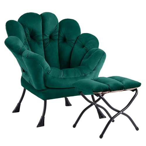 2025 Lazy Chair with Ottoman, Cozy Butterfly Reading Chair Mid-Ce...