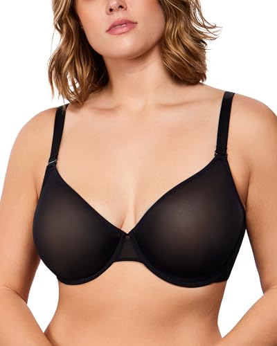 HSIA Minimizer Bras for Women Seraphina Full Coverage Underwire Unlined Mesh Plus Size Convertible Bra for Big Busted Solid Black 36DD