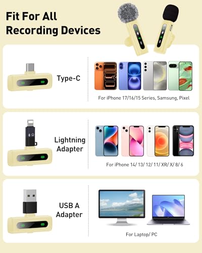 Image of USB C Lavalier Microphone Wireless Mini Mic for Type-C Android Phone /Tablet /PC Video Recording Clip-on Mics with Rotatable Clip&Denoise Recording, Ideal for Vlog Tiktok Youtube Content Creator, Beige