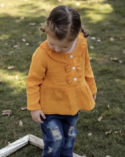 Image of Newborn Baby Girl Clothes Toddler Girl Outfits Ruffle Long Sleeve Tops Pants with Hats and Headband Fall Summer Clothes Sets