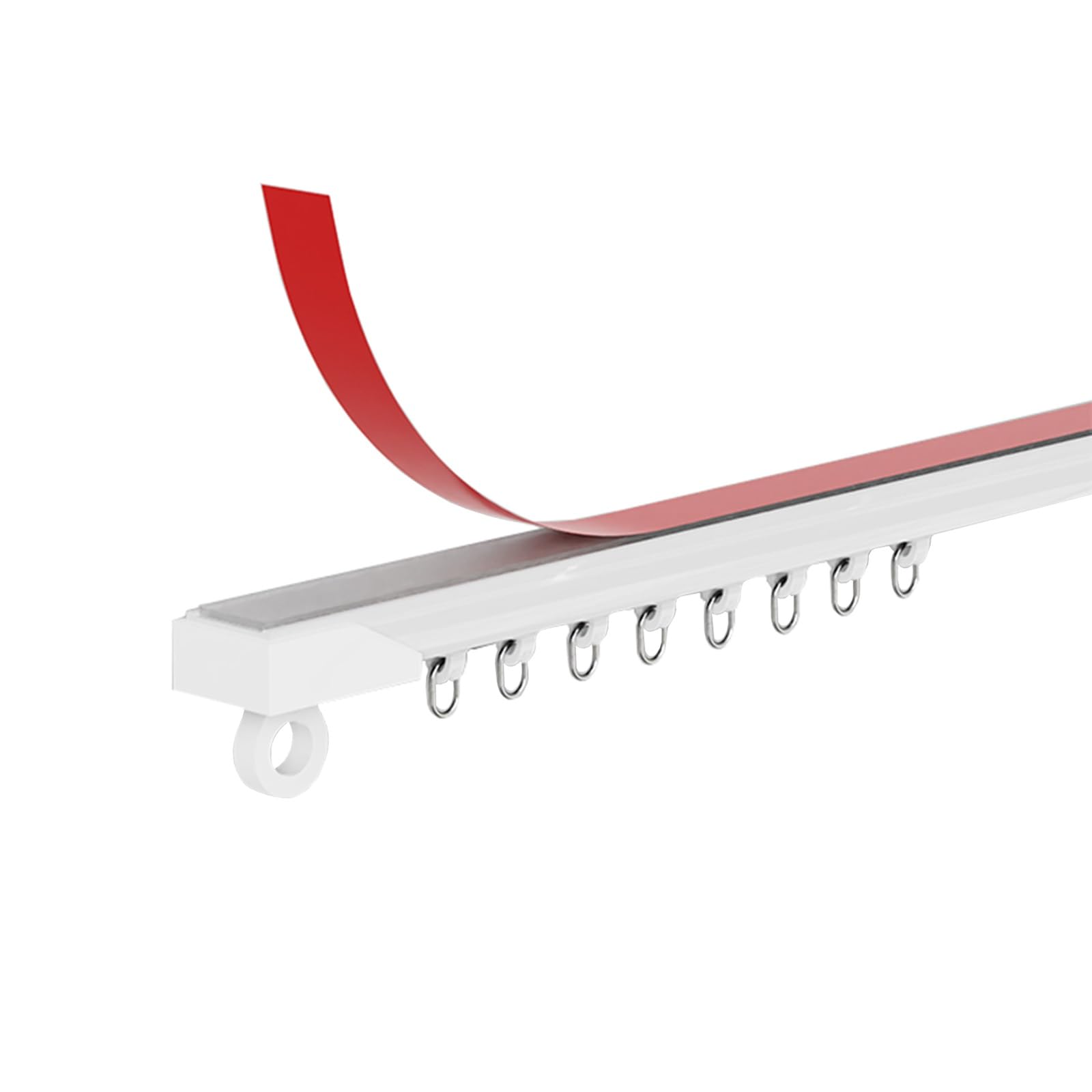 HZEPDVT Inward Opening Window Ultra-thin Curtain Track, Punch-free Plastic Steel Invisible Rail, Top-mounted And Side-mounted, Dual-purpose, White(27.5in)