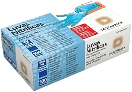 Descarpack Luva Nitrílica Azul Sem Pó G 100 Unidades