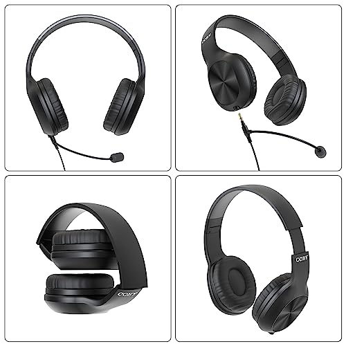 Image of Coby Wired Headphones, 10-Pack, Folding On-Ear Headset with Microphone, Cushioned Earpads, Bundle Headphones for Gaming, Schools, Call-Centers, Customer Service, in-Line Call Control (Boom Mic)