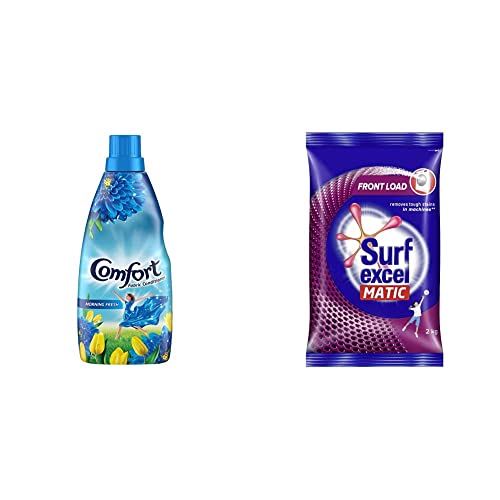 Image of Comfort After Wash Morning Fresh Fabric Conditioner, 860 ml & Surf Excel Matic Front Load Detergent Powder, 2 kg Combo