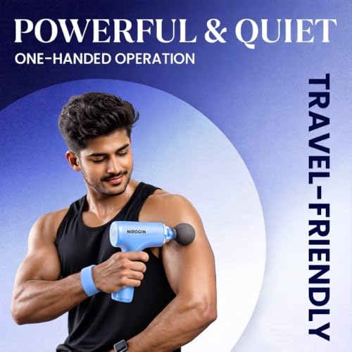 Image of Massage Gun for Body Pain Relief | Mini Massager Gun for Back Pain & Muscle Recovery | Portable Gun Massager for Deep Tissue Massage | Back Massager & Body Massage Gun (Blue)