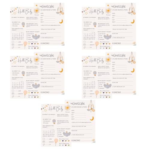 OUDQFCJ 10 piezas Tarjetas de Pronóstico para Baby Shower, Juego de Predicciones para Gender Reveal, Regalos Gender Reveal, Diseño Beige Neutro Nnisex para Niña o Niño