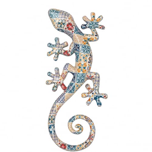 SIGNES GRIMALT Décoration Murale Lézard Gecko en Résine Multicolore – Style Mosaïque Méditerranéen – 20,5 cm