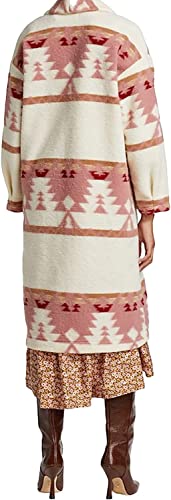 Women's Long Fleece Coat Stylish Women Coat Pink and White Women poncho2