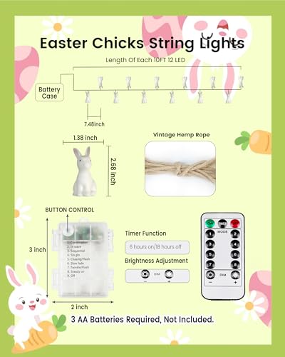 50% Off YIQU 10FT Easter Bunny String Lights with Remote