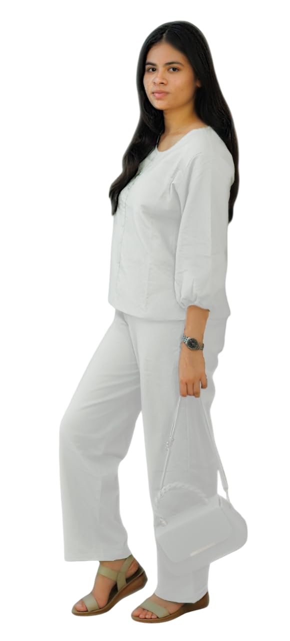 vastradrobe Women's Solid Co-ord Set | Round Neck 3/4 Sleeve Co-Ord Set | Casual Wear Pant Top Set | Top & Pant Cotton Set for Women-picture-21