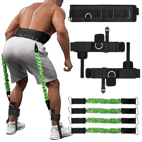 Vertical Jump Trainer with Adjustable Ankle Strap & Belt Horizontal Workout Equipment Leg Resistance...