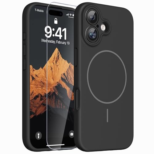 Image of Magnetic for iPhone 17 Case,Shockproof Matte Cover,Black Matte | with Screen Protector,Compatible with MagSafe,Military Grade Drop Protection,Full Camera Protection,Non-Slip Design Case