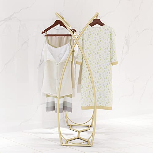 Présentoir vêtements boutique tringles robustes double rangée dorée