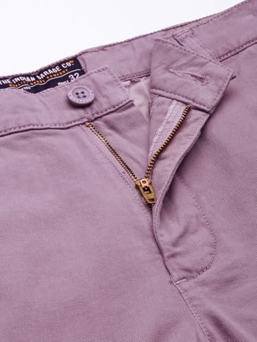 Image of The Indian Garage Co Men Slim Fit Solid Mid-Rise Chino Shorts Dusty Purple