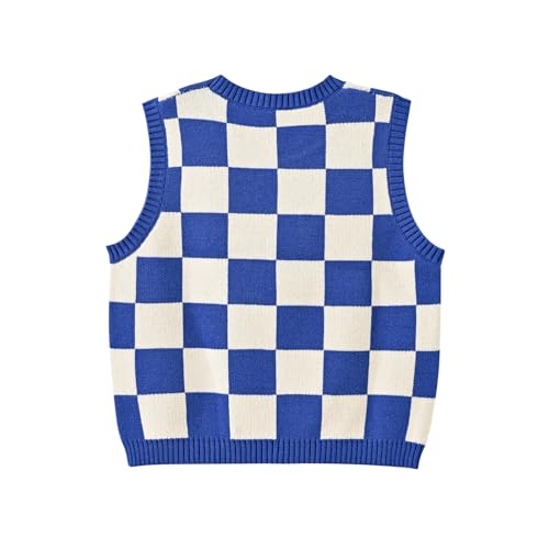 Image of Women's Sweater Vest,Y2K Sleeveless Pattern Preppy Style Knitted Crop Tank Top for Girl