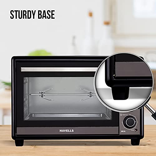 Havells OTG 36RC BL - 36 Lltr | Toughened Double Glass Door | 60 min timer | Rotisserie | Convection | 4 Knob with Dual Thermostat | Inner Lamp | 6 Heating Modes | 4 Skewer Rods | 1500W | 2Yr Warranty