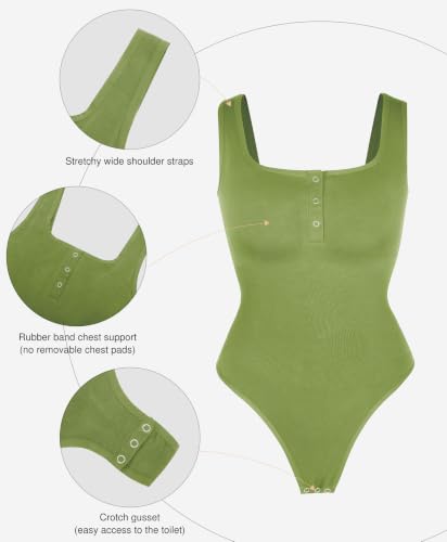 Image of Popilush Bodysuits for Women Tummy Control Body Suits Thong Summer Outfits | Corset Tops Shapewear Henley Shirts Tank Top for Country Concert Going Out Date Night, Comfort All Day