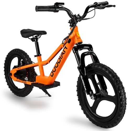 DUODIAN Kids Electric Bike, 250W Motor, 13.7 MPH, 36V 5.2Ah, 12.4 Miles, 16' Tires, Adjustable Seat,...