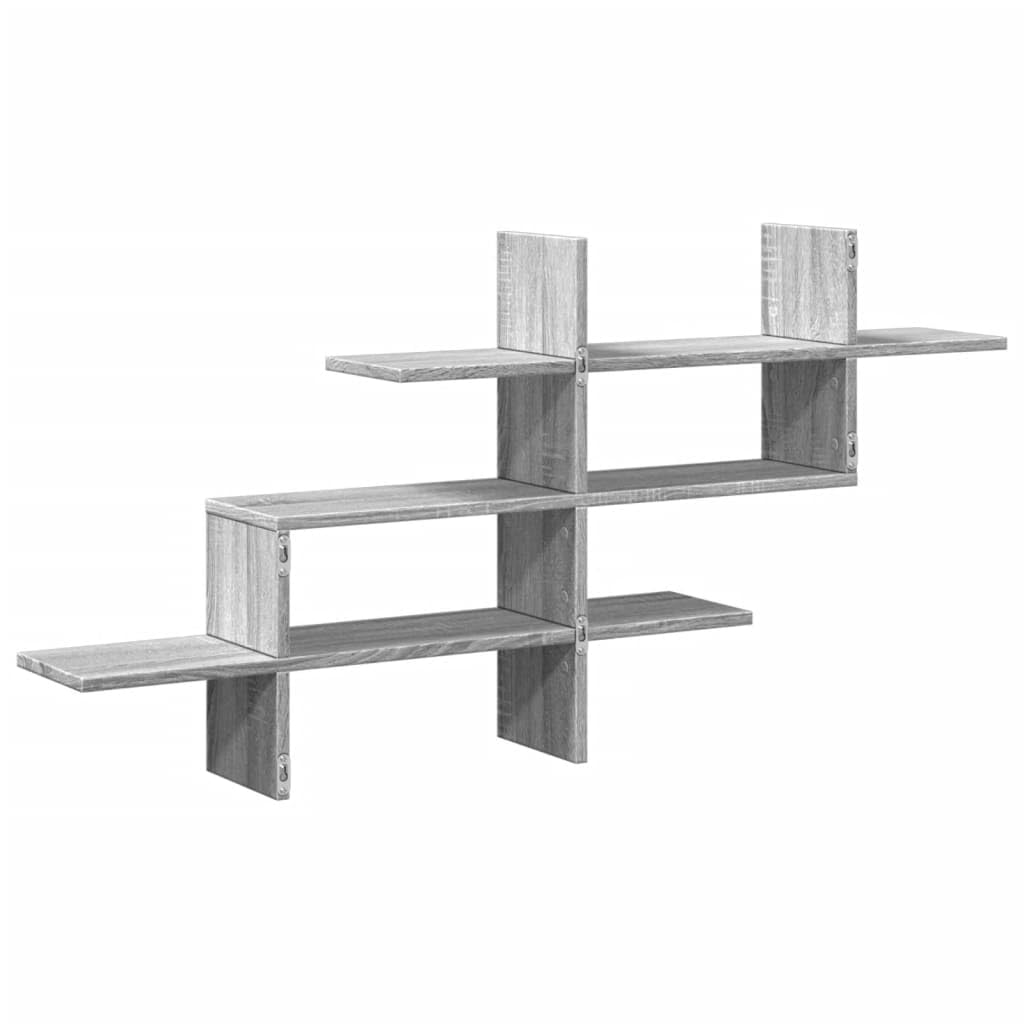 Estantería de pared, color gris, Sonoma, 124,5 x 18 x 60,5 cm, madera resistente, diseño moderno, con capacidad de carga de 20 kg, para sala de estar, cocina, pasillo y dormitorio
