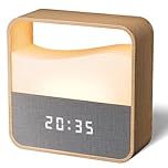UPXNBOR Digital Alarm Clock, Bedside Alarm Clock with Dimmable Night Light, Silent Desk Clock with LED Display, USB-C Rechargeable, Dual Alarm, Snooze, 3 Volume, for Heavy Sleepers, Bedroom, Travel