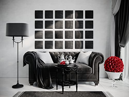(4 Pack) Velvet Headboard Upholstered Soft Decorative Wall Panels | Padded Boards | Cladded Decor Anti-Collision | Acoustic and Soundproof Treatment | (Black (2219), 10"x10" (25x25cm)) - Image 4