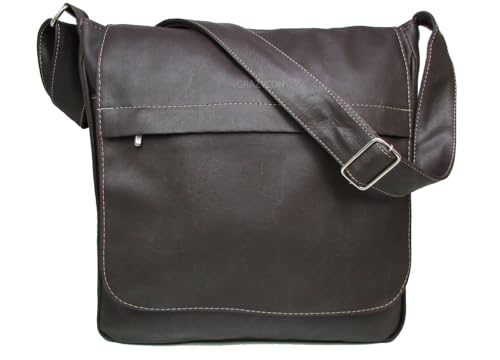 Bolsa Carteiro Pasta Transversal Ombro Laptop Escolar Trabalho Passeio Masculina Feminina (Marrom)