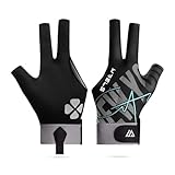 WRELS Professioneller, Rutschfester Billard Handschuh für die Llinke Hand, 3 Finger, Verstellbar, für Damen und Herren
