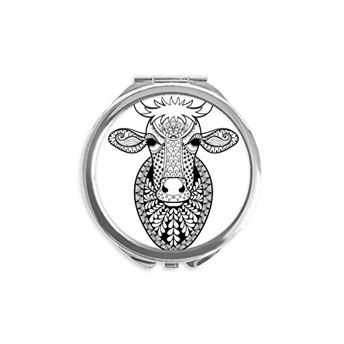 Miroir image grand vache maquillage de poche rond à la main portable multicolore 2,6 pouces