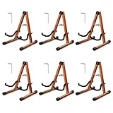 AW 6 Pack Wooden Folding Guitar Stand with Foam Support Arms fits for Acoustic Guitars, Ukuleles, Violins A-frame Floor Instrument Display Music Recording Studios, Home Décor