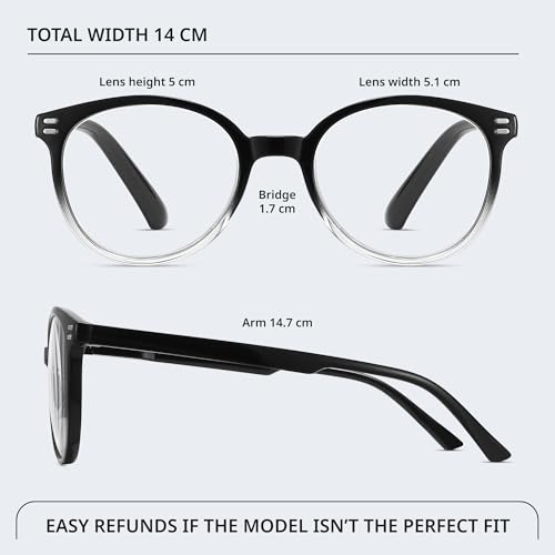 GIBLOGO +1.25 Reading Glasses for Women/Men Eye Glasses Blue Light Reading Glasses Cheaters Eyeglasses, Black + Leopard + Black/Clear - Thumbnail 4