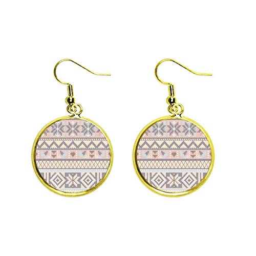Pendientes drop dorados geométricos con triángulo y rombo estampado para mujer joyería
