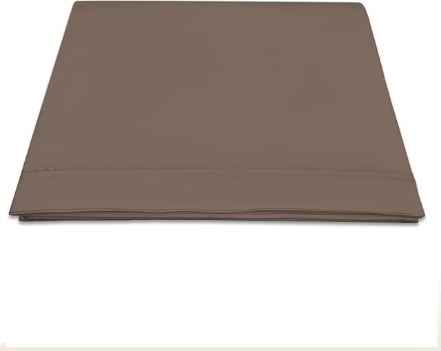 Pizuna 400 Thread Count Super King Size Dark Brown-Flat-Sheet, 100% Long Staple Cotton Flat Bed Sheets Super King Size, Luxurious Soft Sateen Super King Sheet (100% Cotton Super King Size Sheet)