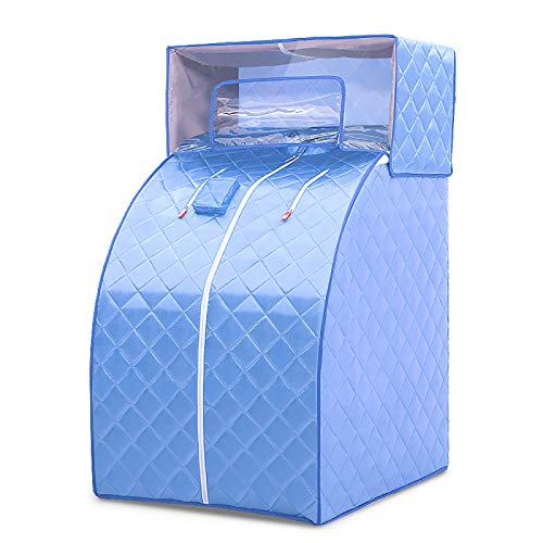 jiChenxiang Cabina de Vapor para Sauna Plegable, Bloque 1-9, Temperatura Ajustable, Ideal para desintoxicación, Belleza y Alivio de la presión (Azul)