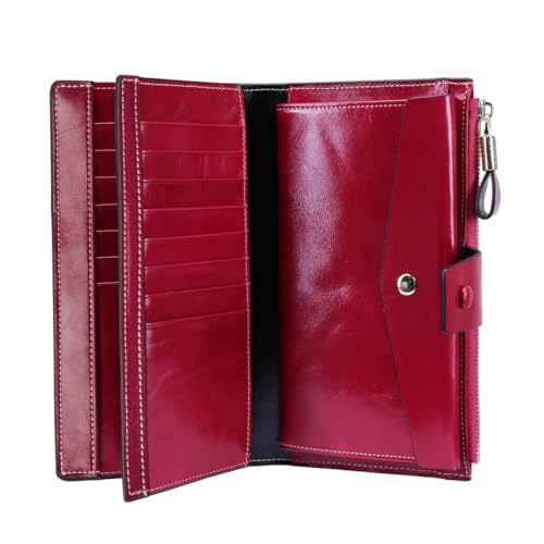 Image of Itslife Womens RFID Blocking Large Capacity Luxury Wax Genuine Leather Wallet Clutch Ladies Card Holder