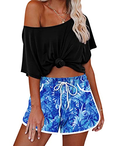Image of For G and PL Women Summer Floral Beach Boardshorts with Pockets Swim Trunks