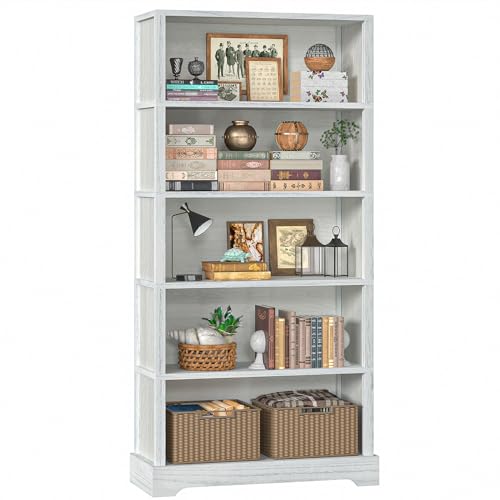 5-Shelf Wood Bookcase, 65 Inch Tall Bookshelf with Storage, Floor Standing Display Book Shelf