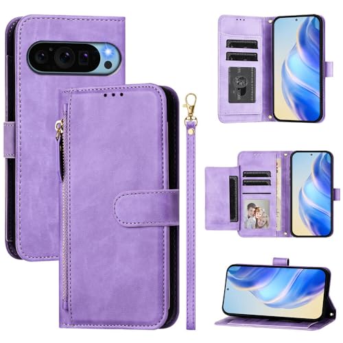 Étui portefeuille Google Pixel 10 Pro XL 5G clapet cuir violet antichoc