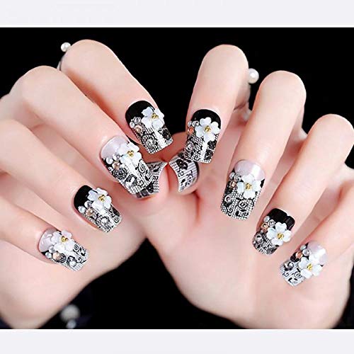 TJJF Falsche Nägel Diy Hochzeit Französischer Stil Künstlicher Nagel Klassische Schwarze Farbe Nail Art Tipps Mit New… – Bild 5