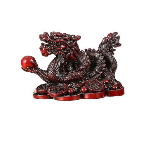 Estatua Pequeña de Dragón Feng Shui 11 cm Rojo
