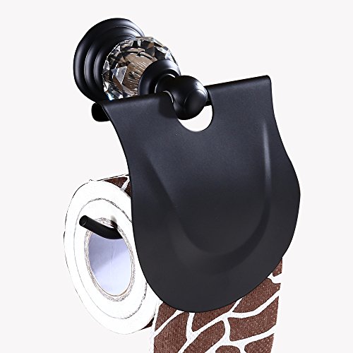 Black Brass Toilet Paper Holder Bathroom Accessories Antique Crystal Tissue Holder