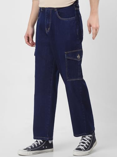 Image of Neostreak Men's Loose Baggy Fit Washed Cargo Jeans with 6 Pockets Non-Stretchable