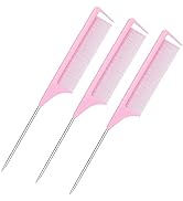 Rat Tail Combs 3PCS, Parting Combs for Braiding Hair Carbon fiber heat-resistant anti-static, for...