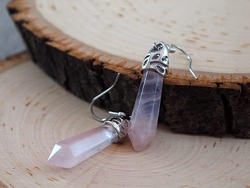 Rose Quartz Dangle Earrings For Women Rose Quartz Crystal Drop Earrings Silver Pink Quartz Earrings Stone Of Love And Beauty Gift For Anniversary #TOP5