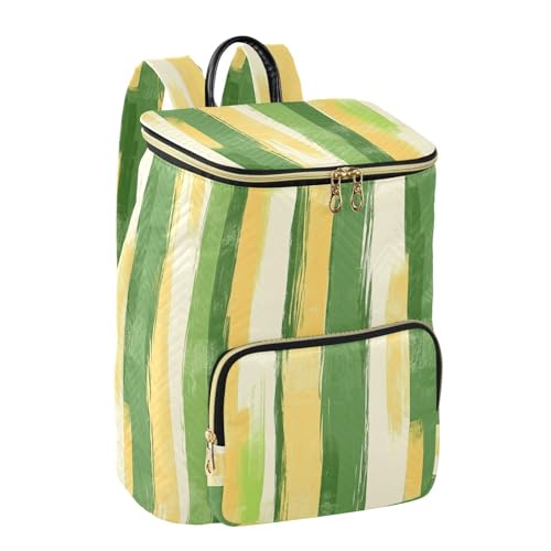 KLL Grass Green Yellow Stripe Pattern Doodle Art Backpacks for Women Large Capacity Shopping Travel Daypack for Gym Shopping Travel2